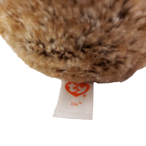 Ty Beanie Babies Ida the Brown and Tan Fuzzy Hedgehog Plush Stuffed Animal 7" - Picture 6 of 10